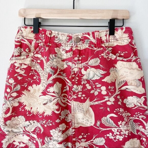 Pendleton Red & Cream Oriental Floral Skirt - Picture 2 of 8